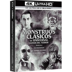 BLURAY - MONSTRUOS CLASICOS UNIVERSAL PACK (4K UHD + Bluray) (DRACULA, EL DOCTOR FRANKENSTEIN, EL HOMBRE LOBO, EL HOMBRE INVISIB